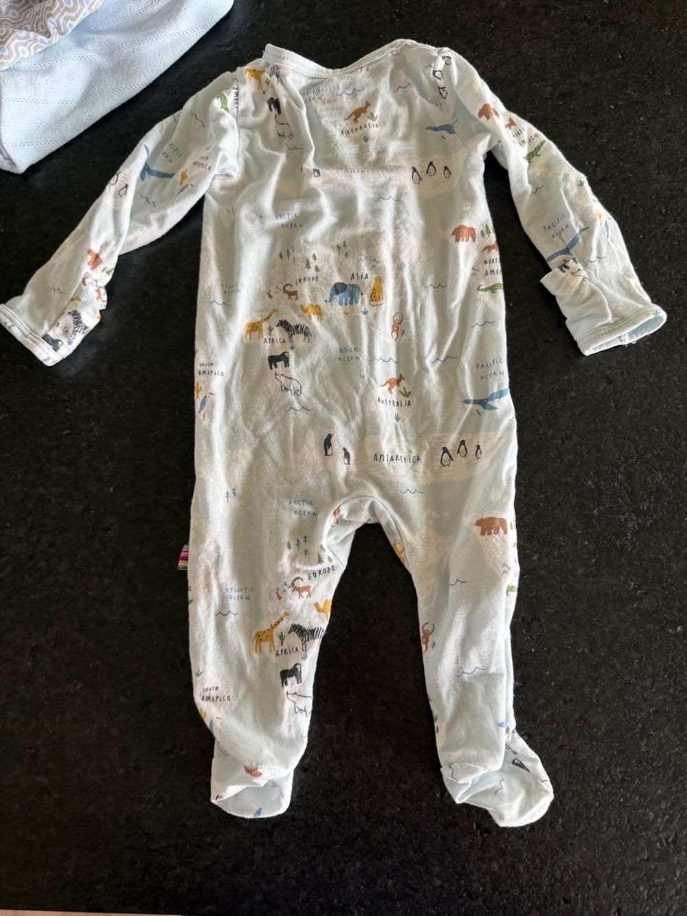 Magnetic Me Pale Blue Baby One-Piece Footed Sleeper with Animal Prints